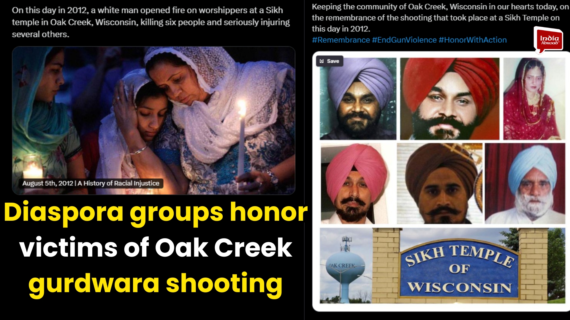 Diaspora groups honor victims of Oak Creek gurdwara shooting 